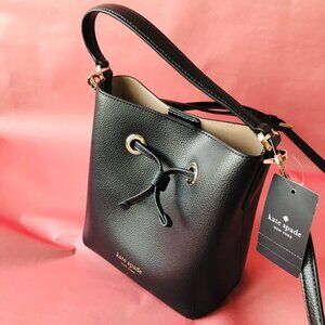 Kate Spade Eva Small Bucket Bag Black Shoulder Crossbody Leather
